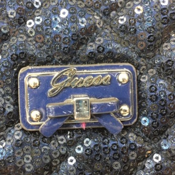 Guess Blue Sequin Sparkles Quilted Crossbody Bag - Picture 7 of 15